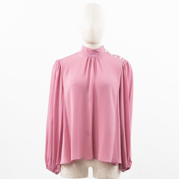 Robert Rodriguez M Silk Mock Neck Blouse Pink - Picture 3 of 12